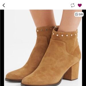Jimmy Choo Camel Suede Studded Ankle Boots